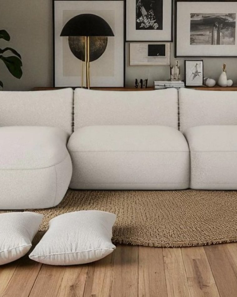 Create calm and comfort with the quiet charm of a cream corner sofa