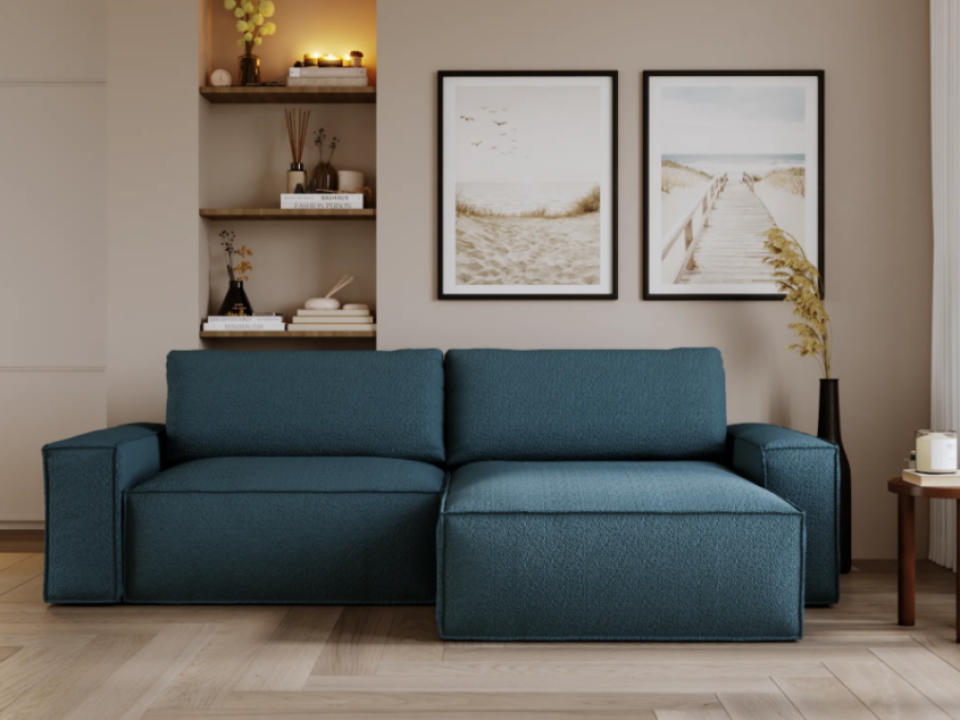 Design your space with the depth and serenity of a blue corner sofa