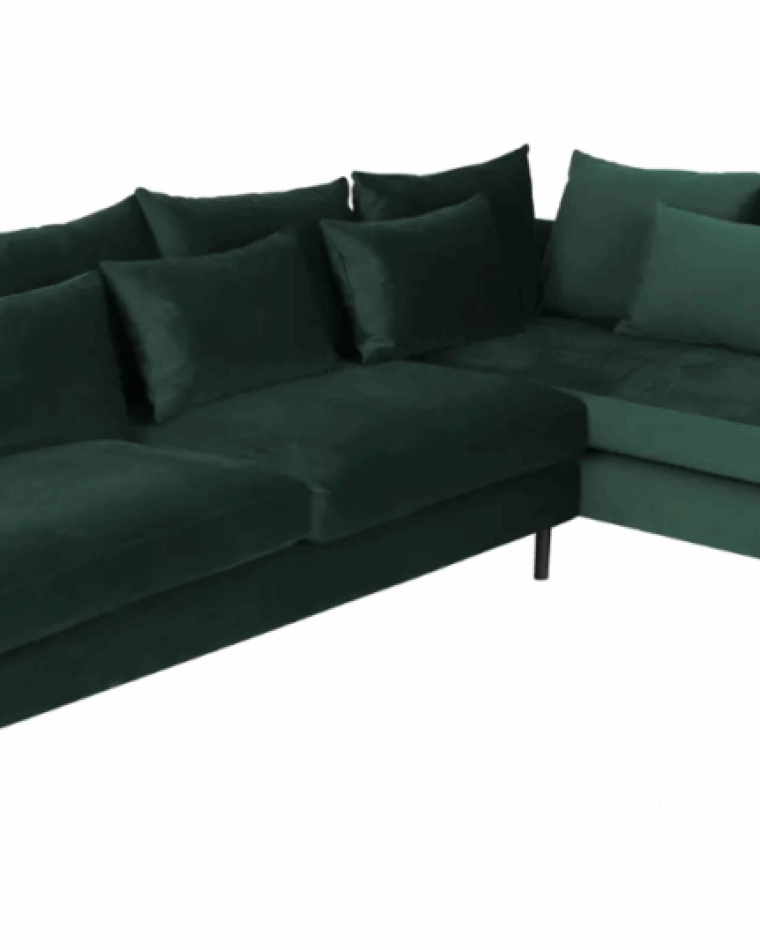 Bring the outdoors in with the calming elegance of a green corner sofa